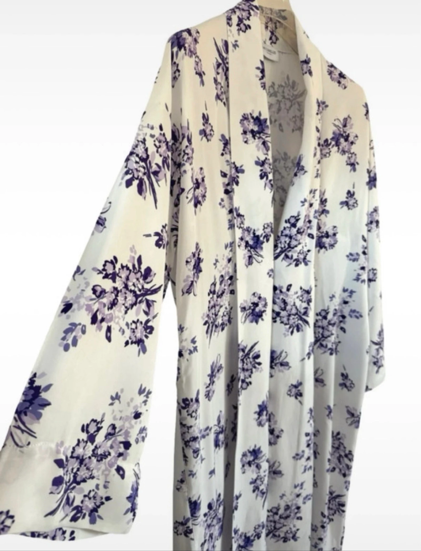 Les Jumelles maxi kimono floral print 100% viscose off white lilac – photo 8